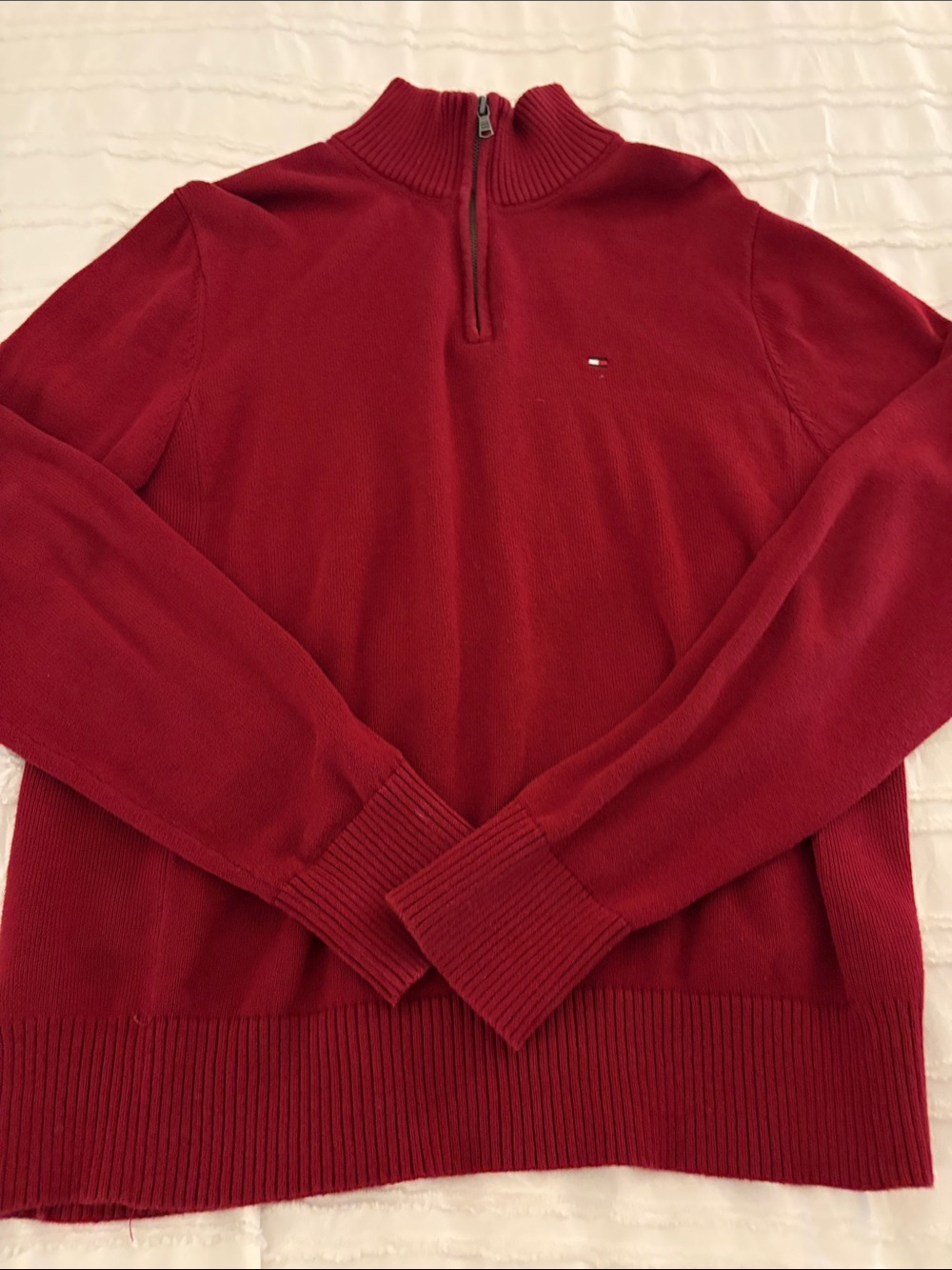 Tommy Hilfiger Men's Crimson Quarter-Zip Sweater - M